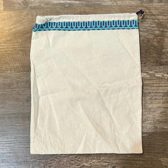 NEW Tory Burch Drawstring Accessories Travel Storage Cotton Beige - Picture 1 of 5